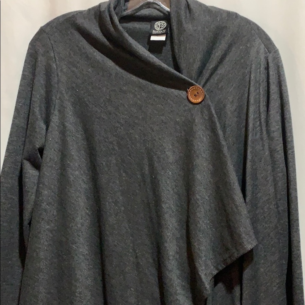 BOBEAU GRAY ASYMMETRICAL TOP ONE BUTTON SZ M
